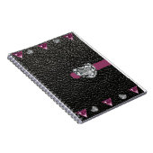 黒い革のスタイルとハート ノートブック (右側)