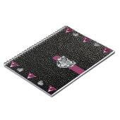 黒い革のスタイルとハート ノートブック (左側)