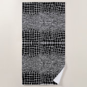 黒い革の動物のヘビの皮 ビーチタオル (正面)