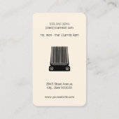 黒い革の口ひげと理容師ブレードのバリエーション 名刺 (裏面)