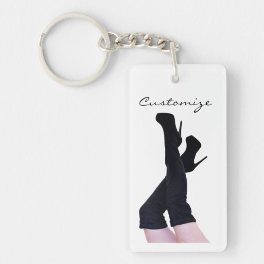 黒い革の太もも高いブーツThunder_Cove キーホルダー (正面)