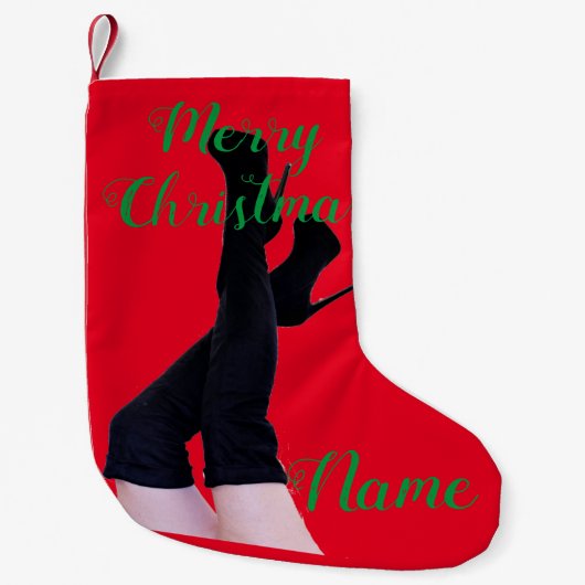 黒い革の太もも高いブーツThunder_Cove スモールクリスマスストッキング (正面)