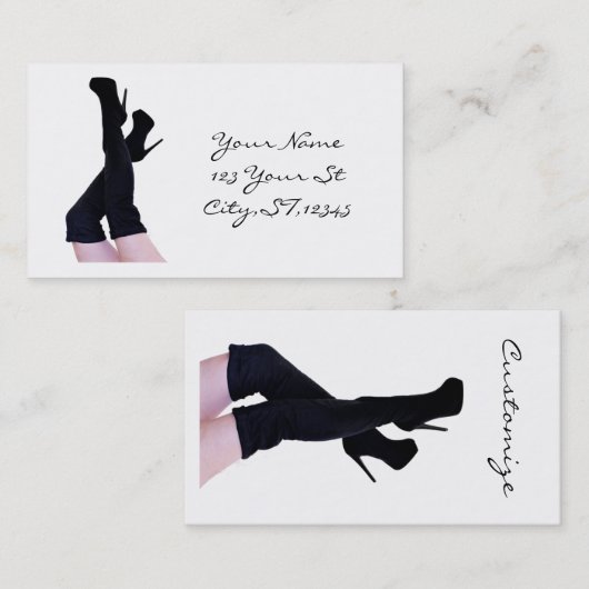 黒い革の太もも高いブーツThunder_Cove 名刺 (正面/裏面)