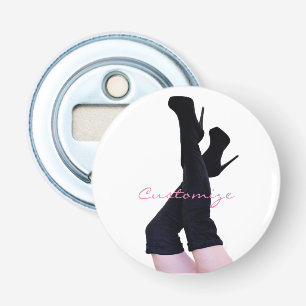 黒い革の太もも高いブーツThunder_Cove 栓抜き