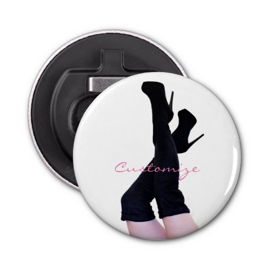 黒い革の太もも高いブーツThunder_Cove 栓抜き (正面)