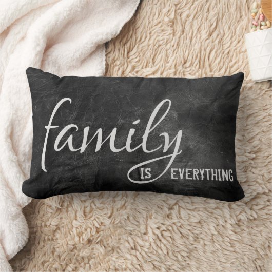 黒い革の背景にファミリ引用文 ランバークッション (ブランケット)