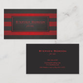 黒い革の赤のストライブ柄 名刺 (正面/裏面)
