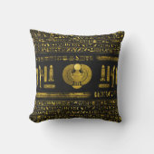 黒い革の金エジプトのオオタマオシコガネ クッション (正面)