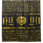 黒い革の金エジプトのオオタマオシコガネ シャワーカーテン (正面)