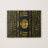 黒い革の金エジプトのオオタマオシコガネ ジグソーパズル (横)