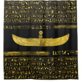 黒い革の金エジプトの神のオーナメント シャワーカーテン (正面)