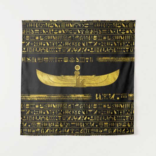 黒い革の金エジプトの神のオーナメント タペストリー (正面)
