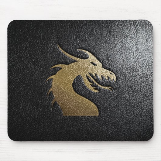 黒い革の金ドラゴンのシルエット マウスパッド (正面)