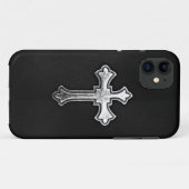 黒い革の金属十字架像 Case-Mate iPhoneケース (裏面(横))