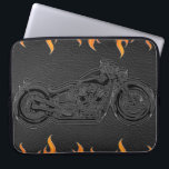黒い革オレンジは熱い火のオートバイを炎にあてます ラップトップスリーブ<br><div class="desc">カスタム設計して下さい</div>