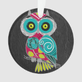 黒い革ギフトの豪華でカスタムなフクロウ オーナメント (正面)