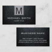 黒い革テクスチャーモノグラム 名刺 (正面/裏面)