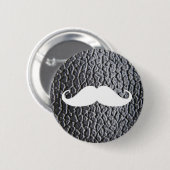 黒い革パターンのおもしろいで白い髭 缶バッジ (正面&裏面)