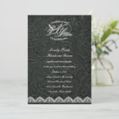 黒い革白の鳩の結婚式招待状 招待状 (スタンド正面)