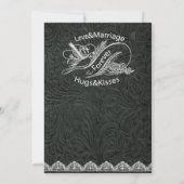 黒い革白の鳩の結婚式招待状 招待状 (裏面)