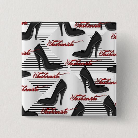 黒い靴ファッショニスタボタン 缶バッジ (正面)