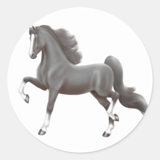 黒い鞍馬のステッカー ラウンドシール (正面)