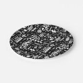 黒い音楽的な記号の紙皿の白 ペーパープレート (アングル)