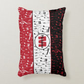 黒い音楽赤と白ノートのアクセント枕 アクセントクッション (正面(垂直))