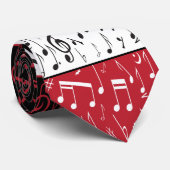 黒い音楽赤と白ノートのネックタイ ネクタイ (ロール)