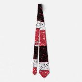 黒い音楽赤と白ノートのネックタイ ネクタイ (裏面)