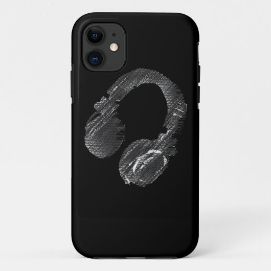 黒い音楽DJのヘッドホーン Case-Mate iPhoneケース (裏面)