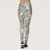 黒い音符および記号 レギンス (裏面)