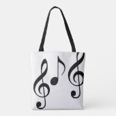 黒い音符を持つ美しい白いトートバッグ トートバッグ (裏面)