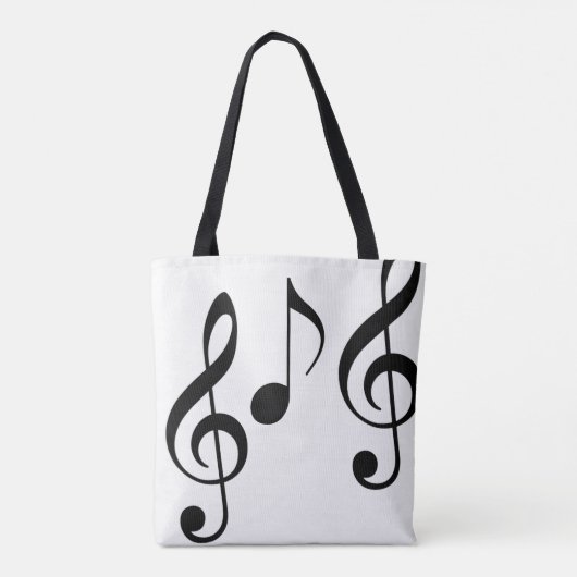 黒い音符を持つ美しい白いトートバッグ トートバッグ (裏面)