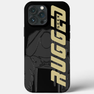 黒い頑丈なギークマン保持ヘッド |考えの男 iPhone 13 PRO MAXケース