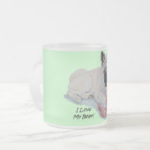 黒い顔の秋田とテディのかわいい犬写真 フロストグラスマグカップ (正面左)