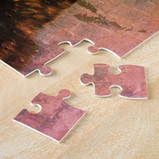 黒い顔をした秋田の息切れした犬のポートレート ジグソーパズル (側面)