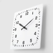 黒い顔番号(正方形分ティック付き) スクエア壁時計 (傾斜)