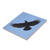 黒い飛んでいるRaven Corvid Crow-lover写真デザイン タイル (側面)