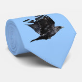 黒い飛んでいるRaven Corvid Crow-lover写真デザイン ネクタイ (ロール)