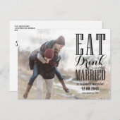 黒い食べドリンクと結婚したBe Photo日付を保存 インビテーションポストカード (正面/裏面)