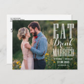 黒い食べドリンクと結婚したBe Photo日付を保存 案内ポストカード (正面/裏面)