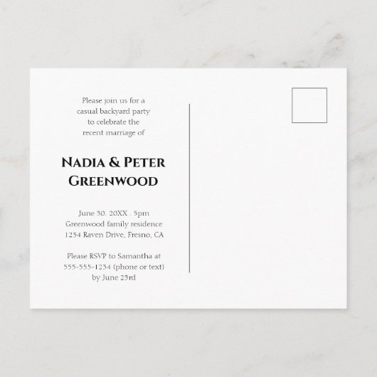 黒い食べドリンク我々の得レトロ結婚したの駆け落ち ポストカード (裏面)