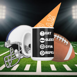 黒い食べ睡眠ジムリピートアイコン マグカップ