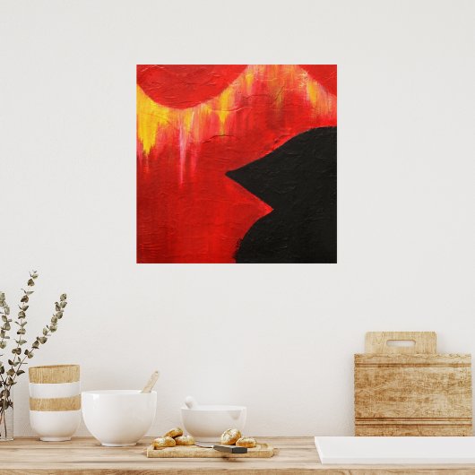 黒い食べ空の鳥 ポスター (キッチン)