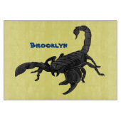 黒い飢えたサソリの漫画イラストレーション カッティングボード (正面)