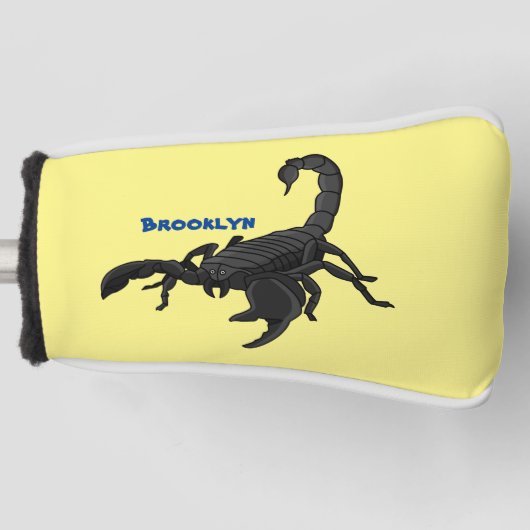 黒い飢えたサソリの漫画イラストレーション ゴルフヘッドカバー (正面)