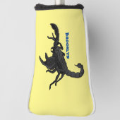 黒い飢えたサソリの漫画イラストレーション ゴルフヘッドカバー (回転90)