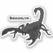 黒い飢えたサソリの漫画イラストレーション シール (正面)