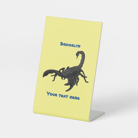 黒い飢えたサソリの漫画イラストレーション 台座サイン (正面)